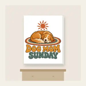 DOG MOM SUNDAY Canvas Print in white
