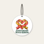 ANNIVERSARY WOVEN RIBBONS Ceramic Ornament in white