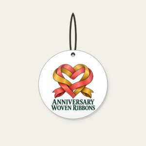 ANNIVERSARY WOVEN RIBBONS Ceramic Ornament in white