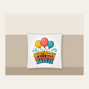BIRTHDAY BALLOON BREEZE Pillow in white