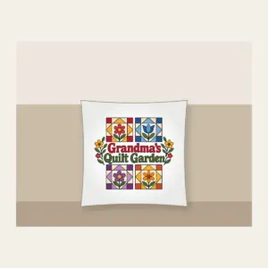 Grandma's Quilt Garden Pillow in white