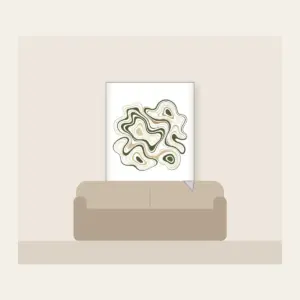 Moss and Sand Contour Lines Fleece Blanket in white: Flowing contour lines in moss, sand and cream trace the shape of a quiet landscape.