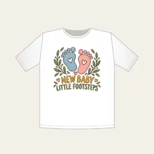 NEW BABY LITTLE FOOTSTEPS T-Shirt in white