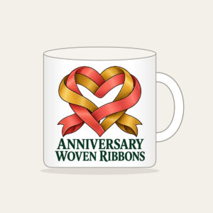 ANNIVERSARY WOVEN RIBBONS Mug in white