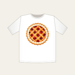 Lattice Berry Pie T-Shirt in white: A lattice-top pie bursting with red berries and a cream crust edge.