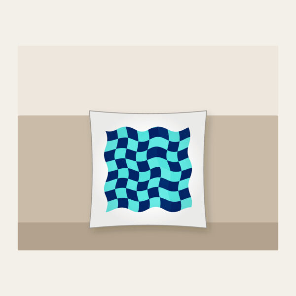 Product image Ripple Checkerboard in Navy and Aqua Pillow