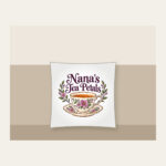 Nana's Tea Petals Pillow in white