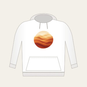 Sand-to-Rust Dune Gradient Hoodie in white: A sand-to-rust gradient with gentle dune lines sweeps across the artwork.
