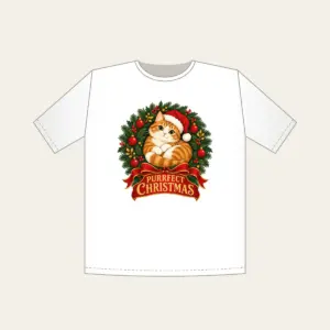 Purrfect Christmas T-Shirt in white