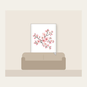 Cherry Blossom Branches on Grey Fleece Blanket in white: Cherry blossom branches in pale rose and white bloom on a muted grey background.