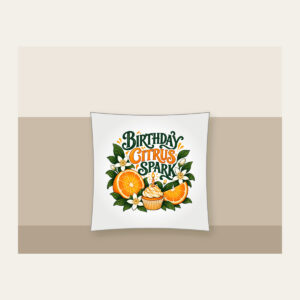 BIRTHDAY CITRUS SPARK Pillow in white