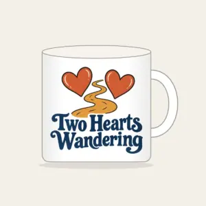Two Hearts Wandering Mug in white