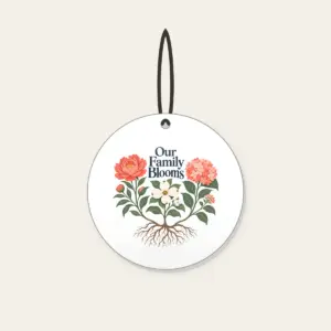 Our Family Blooms Ceramic Ornament in white