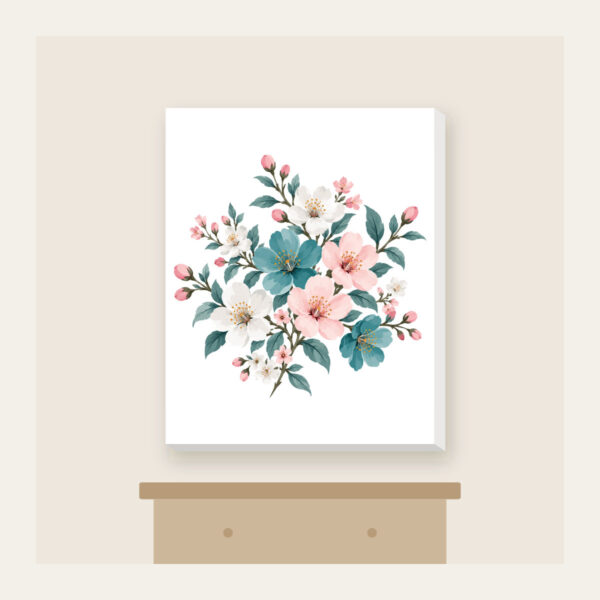 Product image Teal Blossom Scatter Canvas Print