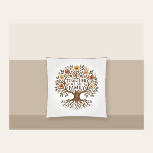 Together We Are Family Pillow in white