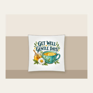 GET WELL GENTLE DAYS Pillow in white