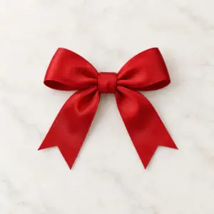 Single plain red ribbon bow accessory