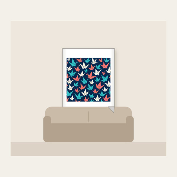 Product image Origami Cranes on Navy Fleece Blanket