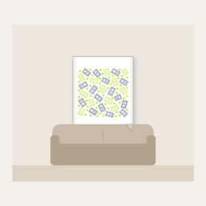 Tennis Court Lines Fleece Blanket in white: Court lines and tiny tennis balls in lime, white and navy.