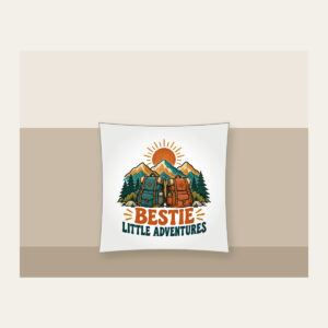 BESTIE LITTLE ADVENTURES Pillow in white