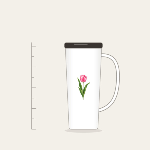 Product image Single Pink Tulip with Long Leaves Tumbler with Handle