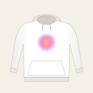 Apricot to Rose to Lilac Gradient Hoodie in white: A gentle gradient from apricot to rose to pale lilac, with a fine speckle.