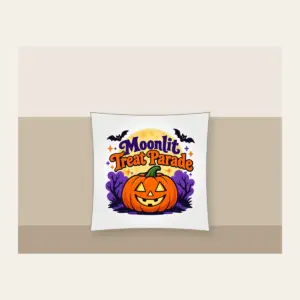 Moonlit Treat Parade Pillow in white