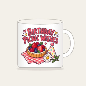 BIRTHDAY PICNIC WISHES Mug in white