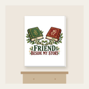 FRIEND BESIDE MY STORY Canvas Print in white