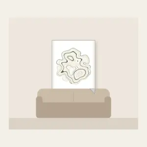Moss and Sand Contour Map Lines Fleece Blanket in white: Flowing contour lines in moss, sand and cream, with a single tiny star tucked among them.