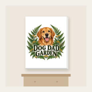 DOG DAD GARDEN Canvas Print in white