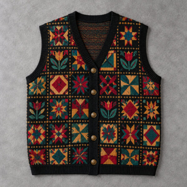 Product image Quilt Square Knitted Cardigan Vest