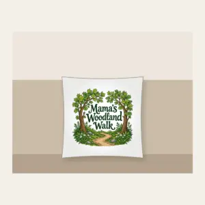 Mama's Woodland Walk Pillow in white