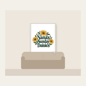Nana's Sunday Daisies Fleece Blanket in white