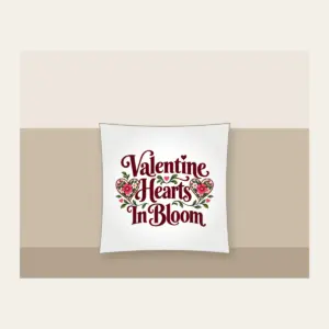 Valentine Hearts In Bloom Pillow in white