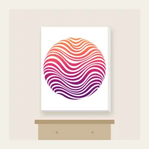 Sunset Ripples from Coral to Plum Canvas Print in white: Ripple lines move through a sunset gradient from coral to plum.