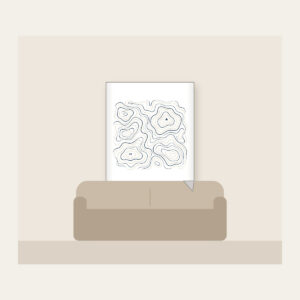 Topographic Contour Lines with a Single Peak Fleece Blanket in white: Topographic contour lines in slate and cream with one small peak mark.