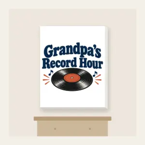 Grandpa's Record Hour Canvas Print in white