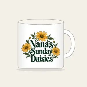 Nana's Sunday Daisies Mug in white