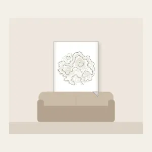 Moss Contour Map Fleece Blanket in white: Topographic contour lines in moss, sand and cream with a tiny peak marker.