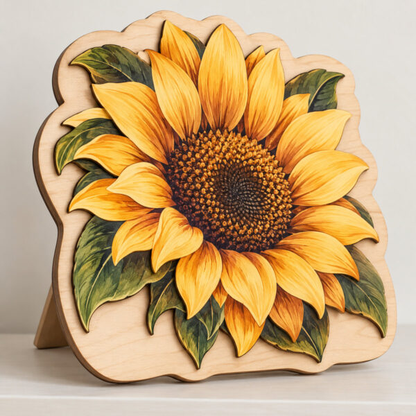 Product image Two-Layer Sunflower Wood Sign with Easel Back