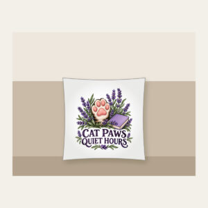 CAT PAWS QUIET HOURS Pillow in white
