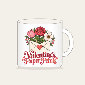 Valentine's Paper Petals Mug in white