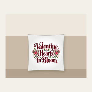 Valentine Hearts In Bloom Pillow in white