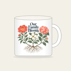 Our Family Blooms Mug in white