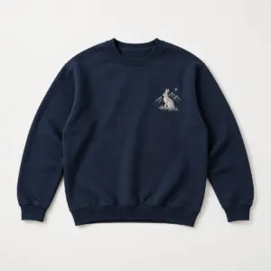 Mountain Hare Embroidered Sweatshirt with embroidered mountain hare in cream and grey with a tiny star, chest placement