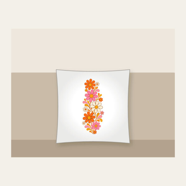 Product image Retro Daisy Rows in Orange and Pink Pillow
