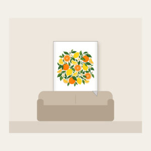 Citrus Slice Sorbet Pattern Fleece Blanket in white: Citrus slices and leaves in orange, lemon and green spread across cream.