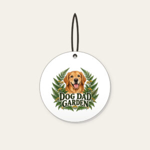 DOG DAD GARDEN Ceramic Ornament in white