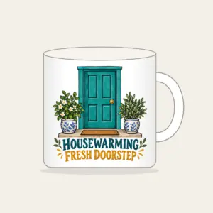 HOUSEWARMING FRESH DOORSTEP Mug in white